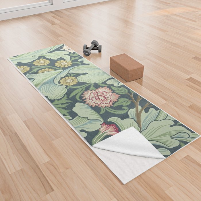 William Morris Leicester Woad Sage Floral Yoga Towel