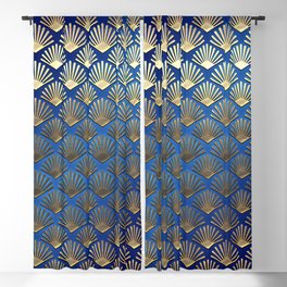 Art Deco Pattern | Gatsby Blue Gold Metallic Blackout Curtain