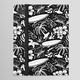 Black and White Surfing Summer Beach Objects Seamless Pattern  iPad Folio Case