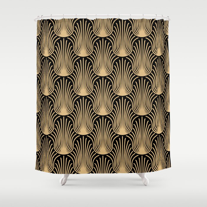 Golden circular shapes illustration pattern Shower Curtain