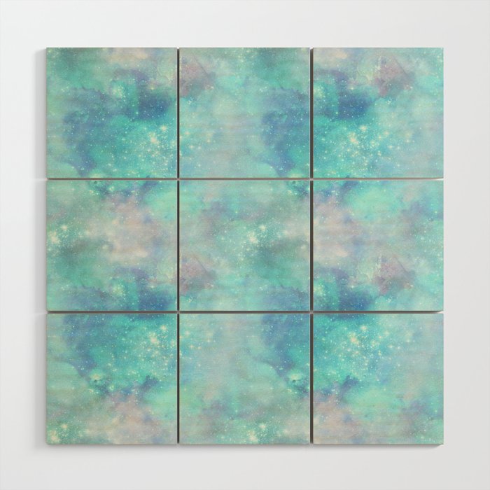 Aqua Blue Galaxy Painting Wood Wall Art