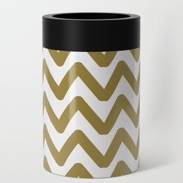 Olive Green Zigzag Lines Can Cooler