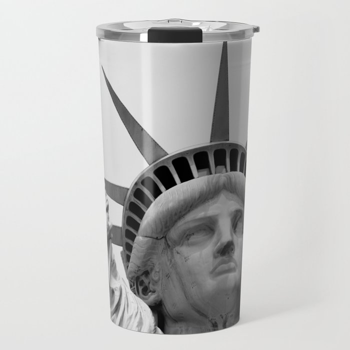 Black and White Statue of Liberty Travel Mug