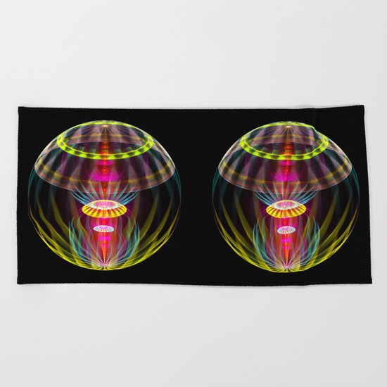 Alien sphere fractal fantasy Beach Towel