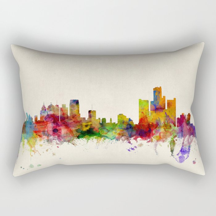 Detroit Michigan Skyline Rectangular Pillow