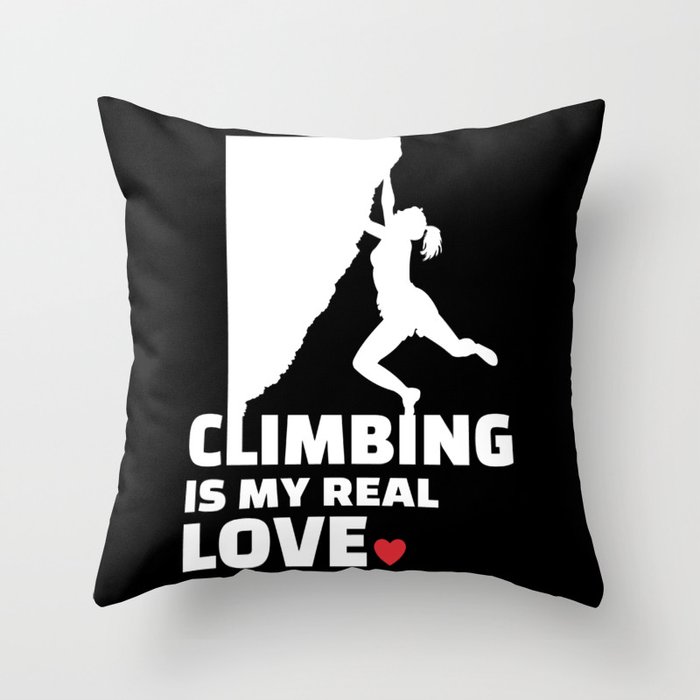 I love climbing Stylish climbing silhouette design for all mountain and climbing lovers. Throw Pillow