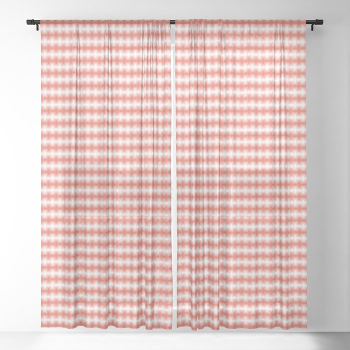 Blurred Abstract Horizontal Lines Pantone Living Coral Pattern Sheer Curtain