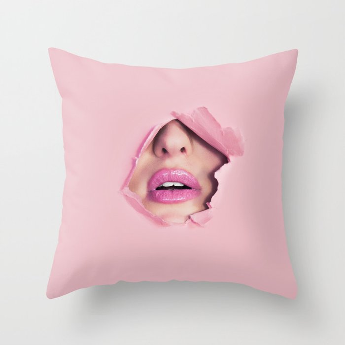 Fashion Lips Pink Kiss Me Throw Pillow By Moonconcept Society6