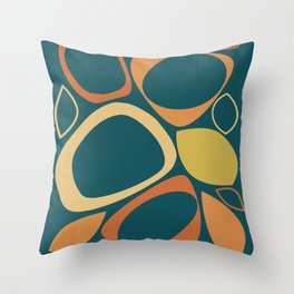 Mid Century Modern Abstract 8 Dark Teal, Orange and Yellow Throw Pillow