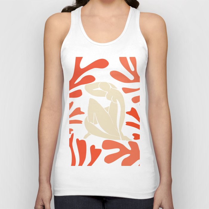 Bathing Nude with Coral and Blue Seagrass Matisse Inspired Abstract Painting Tank Top