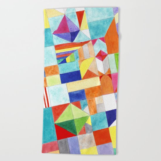 Playful Colorful Architectural Pattern Beach Towel