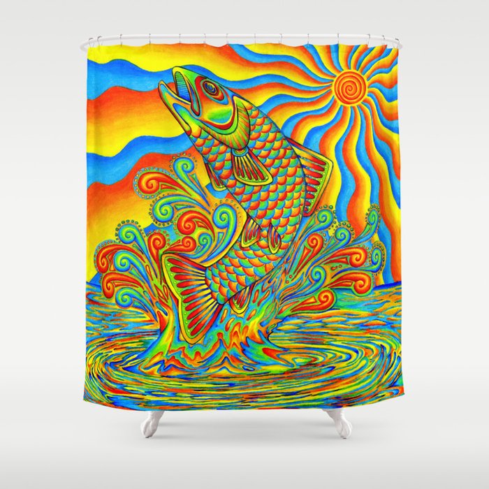 Psychedelic Rainbow Trout Fish Shower Curtain By Psychedeliczen Psychedelic Rainbow Trout Fish Shower Curtain By Psychedeliczen Society6