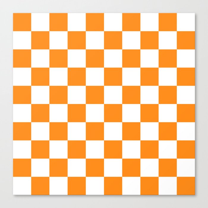 Tangerine Orange Checkerboard Pattern Palm Beach Preppy Canvas Print
