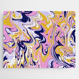 pink, navy & gold marble Jigsaw Puzzle