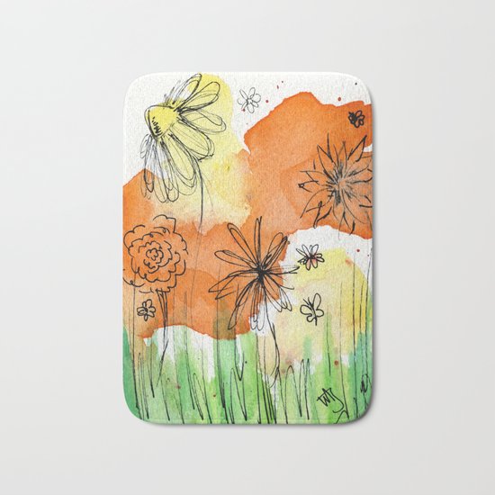 Flower Doodle 2 Bath Mat