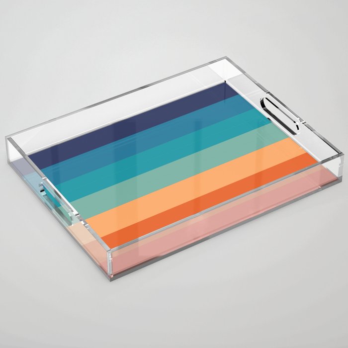 Retro Rainbow Stripes Acrylic Tray