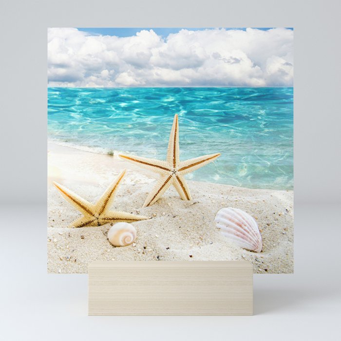 seashell and sea Mini Art Print