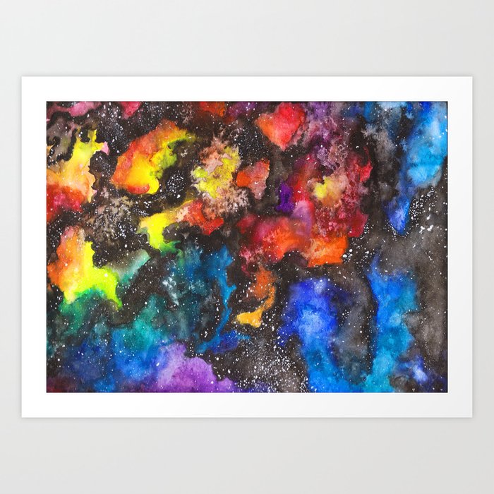 Rainbow Psychedelic Neon Watercolor Galaxy Painting By Imaginarium