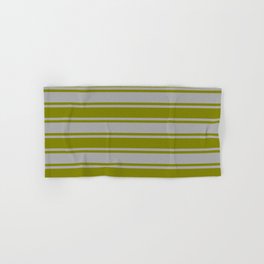 [ Thumbnail: Dark Gray & Green Colored Pattern of Stripes Hand & Bath Towel ]