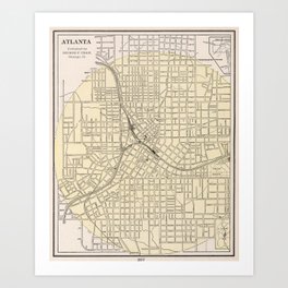 Vintage Map of Atlanta Georgia (1901) Art Print | Illustration, Vintage 
