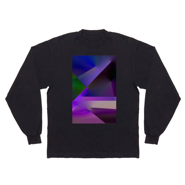 Abstract Purple Color Geometric Neon Art Long Sleeve T Shirt
