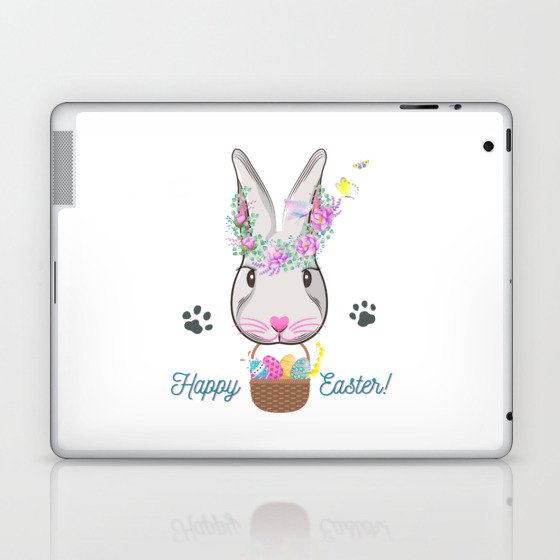 Cute BUNNY Easter Design with Bright eggs and butterflies Great Gift Laptop & iPad Skin