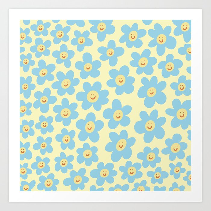 Hot Baby Flowers - baby blue Art Print
