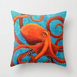 Holding On - Octopus Throw Pillow