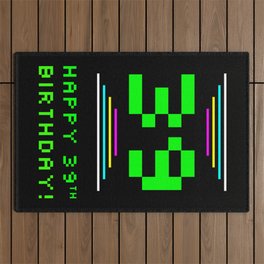 [ Thumbnail: 39th Birthday - Nerdy Geeky Pixelated 8-Bit Computing Graphics Inspired Look Outdoor Rug ]