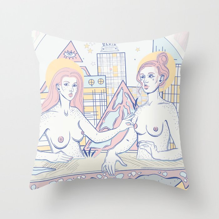 Girls in the City Throw Pillow