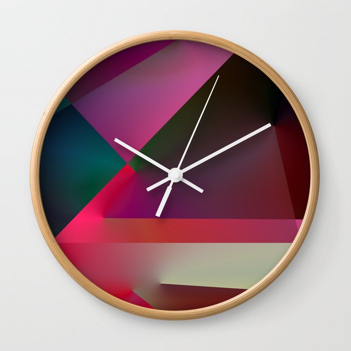 Abstract Red Neon Pattern Contemporary Art Wall Clock