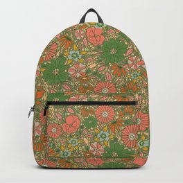 Retro Garden Party (green / pink)  Backpack