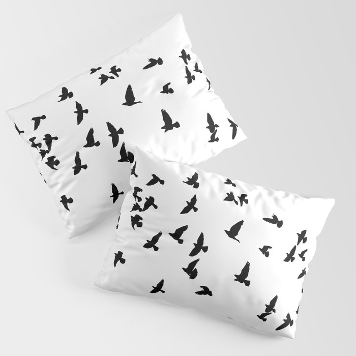 Flock of flying birds Pillow Sham
