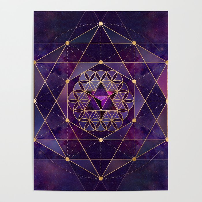 Merkabah in flower of life - Sacred Geometry Poster