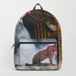 Leopard Head Backpack | Statue, Sky, Mountain, Africa, Digital, Leopard, Edo, Jaguar, Smoke, Braids 