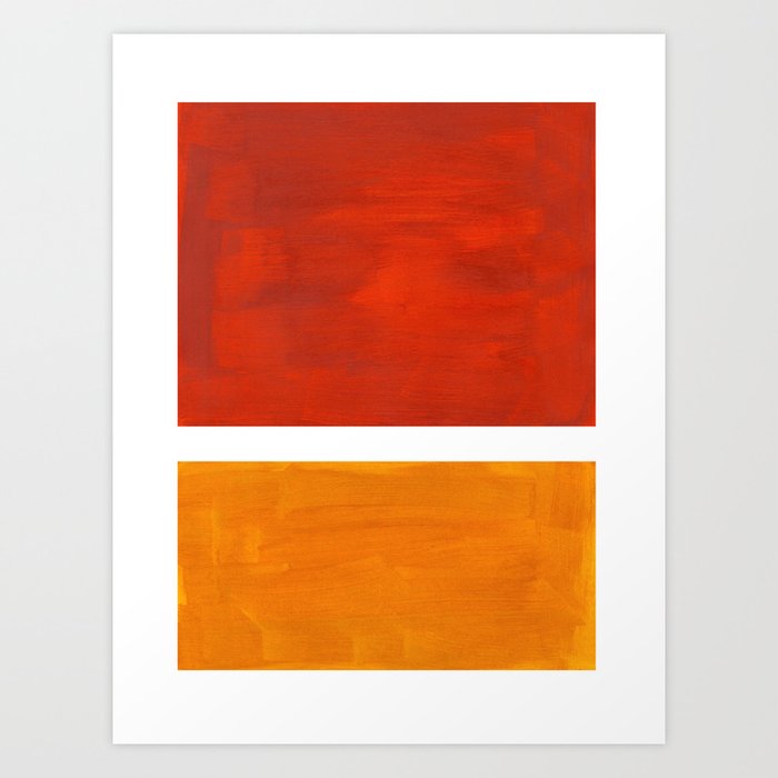 Burnt Orange Yellow Ochre Mid Century Modern Abstract Minimalist
