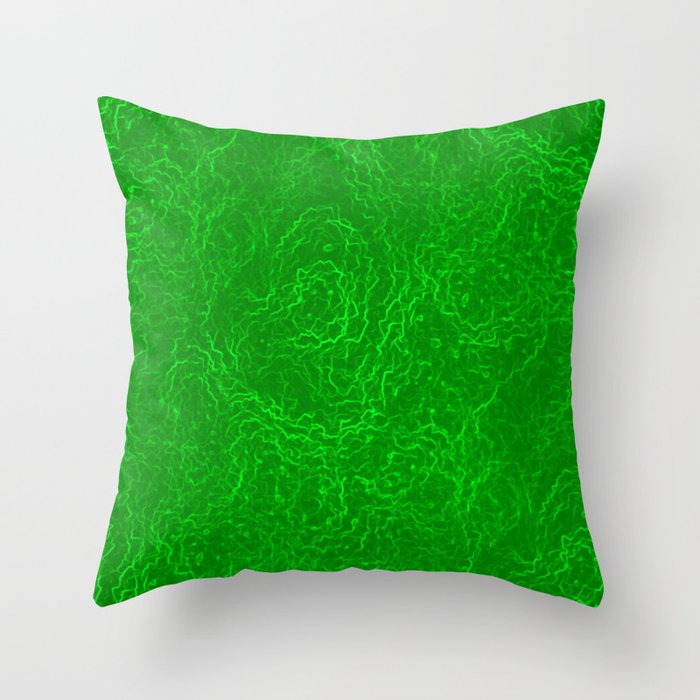 Neon Green Alien DNA Plasma Swirl Throw Pillow