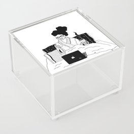 girl working from bed Acrylic Box