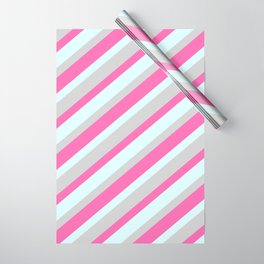 [ Thumbnail: Light Grey, Hot Pink, and Light Cyan Colored Lined Pattern Wrapping Paper ]