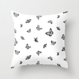 Black and White Butterflies Throw Pillow
