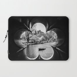 Autumn Fall in Central Park Bow Bridge in New York City black and white Laptop Sleeve