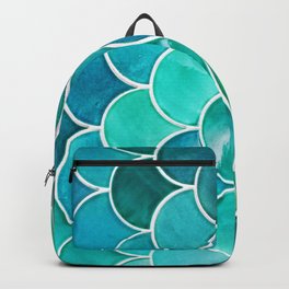 Aqua Mermaid Teal Tile Backpack | Spring, Break, Scale, Nap, Lue, Ocean, Water, Fresh, Graphicdesign, Coast 