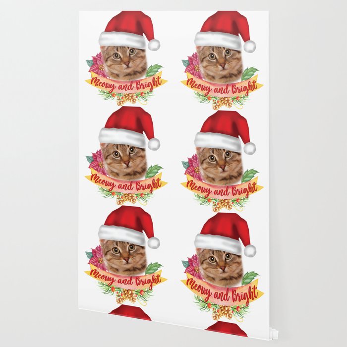 Meowy And Bright Christmas Cute Holiday Cat Graphic Print