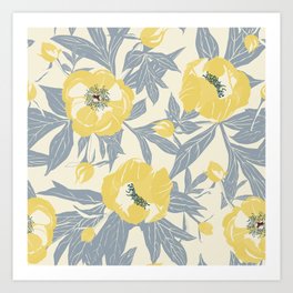 yellow peonies Art Print