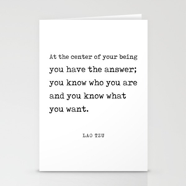 You have the answer - Lao Tzu Quote - Literature - Typewriter Print Stationery Cards