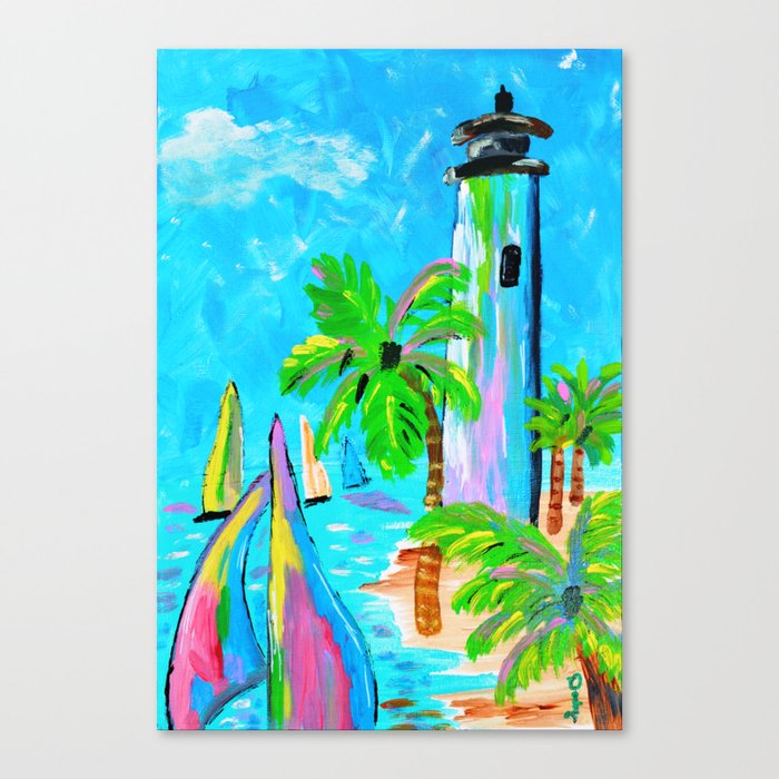 Colorful Lighthouse - Original acrylic artwork Dody Denman Canvas Print
