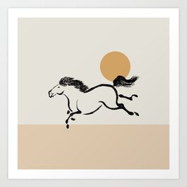 Wild Horse Simple Illustration - beige  Art Print