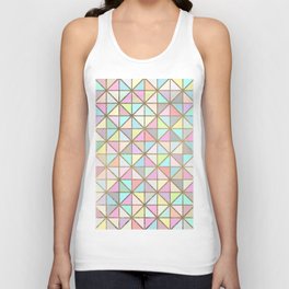 Geometrical pink teal yellow coral gold retro triangles Unisex Tank Top