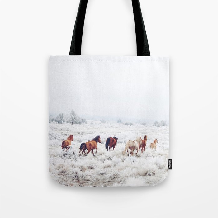 Winter Horses Tote Bag