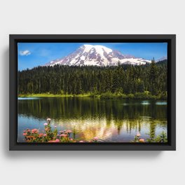 Mt. Rainier, Reflection Lake Framed Canvas